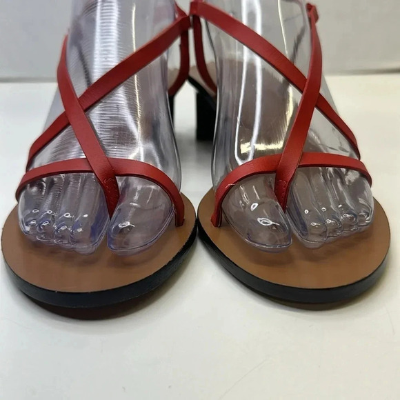 ATP Atelier Sandals High Heel Open Toe Strappy Leather Shoes Red Brown Size 38 8 - Picture 3 of 12